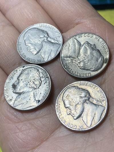 2025年第一百二十九场(总第一百五十五场）外国邮票、散币场(免佣金) - 美国🇺🇸5分4枚：1964年76年78年79年(杰斐逊5分第三版)