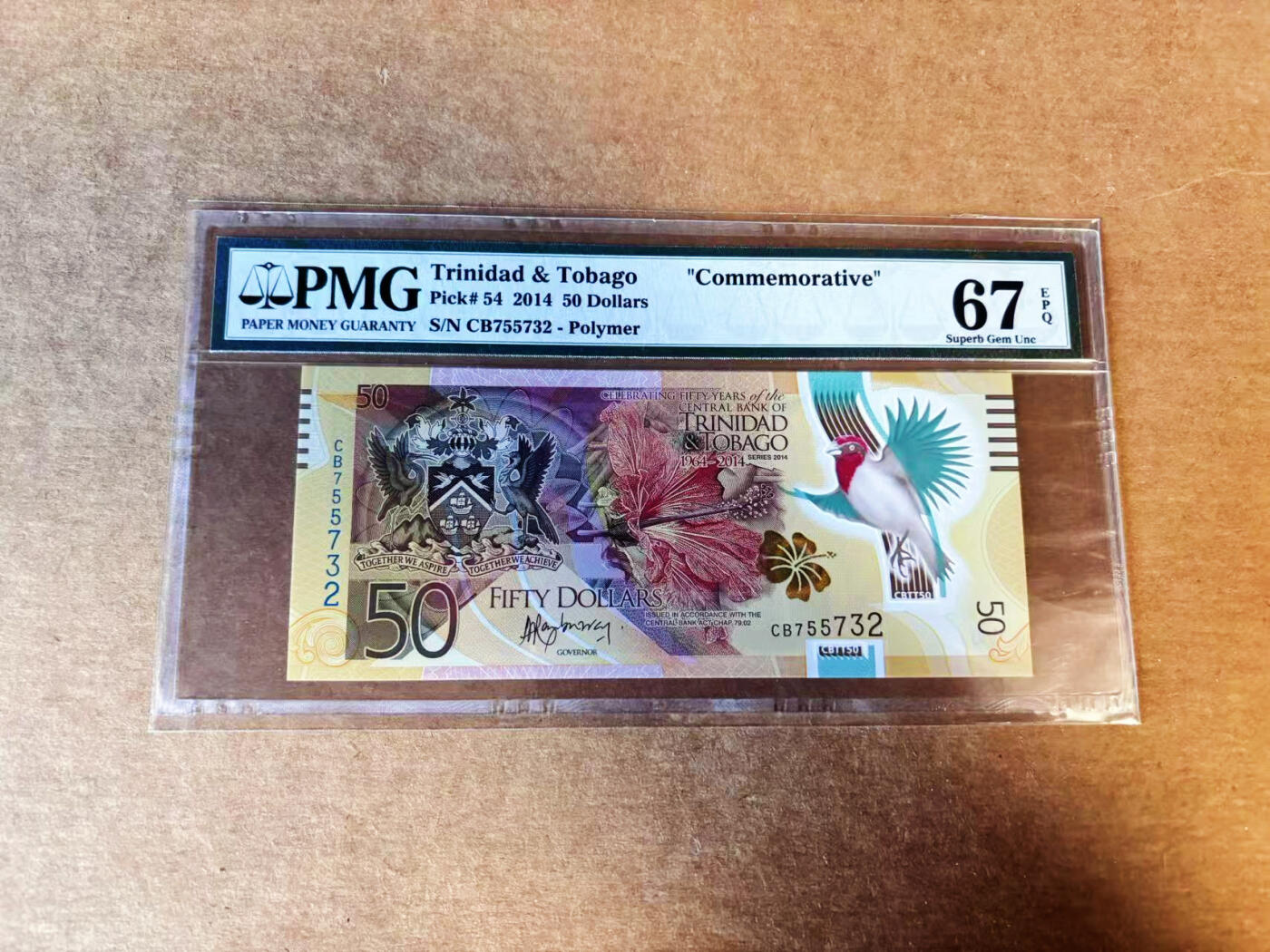 【Blue Auction】世界纸币精拍第751期——18级TOP拍卖/信誉/品质/专业/高效💫 【获奖钞】特立尼达和多巴哥 2014年50元  PMG67EPQ
