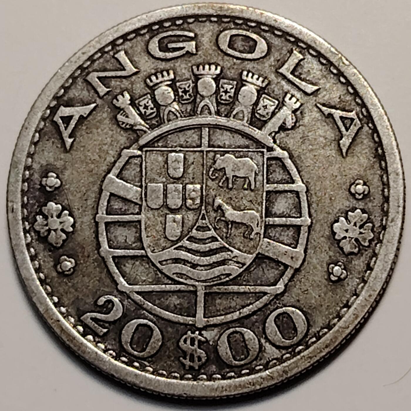 布加迪🐬～世界钱币(上海)🌾第 259 期 /  各国套币和散币 葡属安哥拉🇦🇴 1955年 20埃斯库多银币