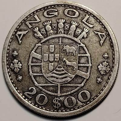 布加迪🐬～世界钱币(上海)🌾第 259 期 /  各国套币和散币 - 葡属安哥拉🇦🇴 1955年 20埃斯库多银币