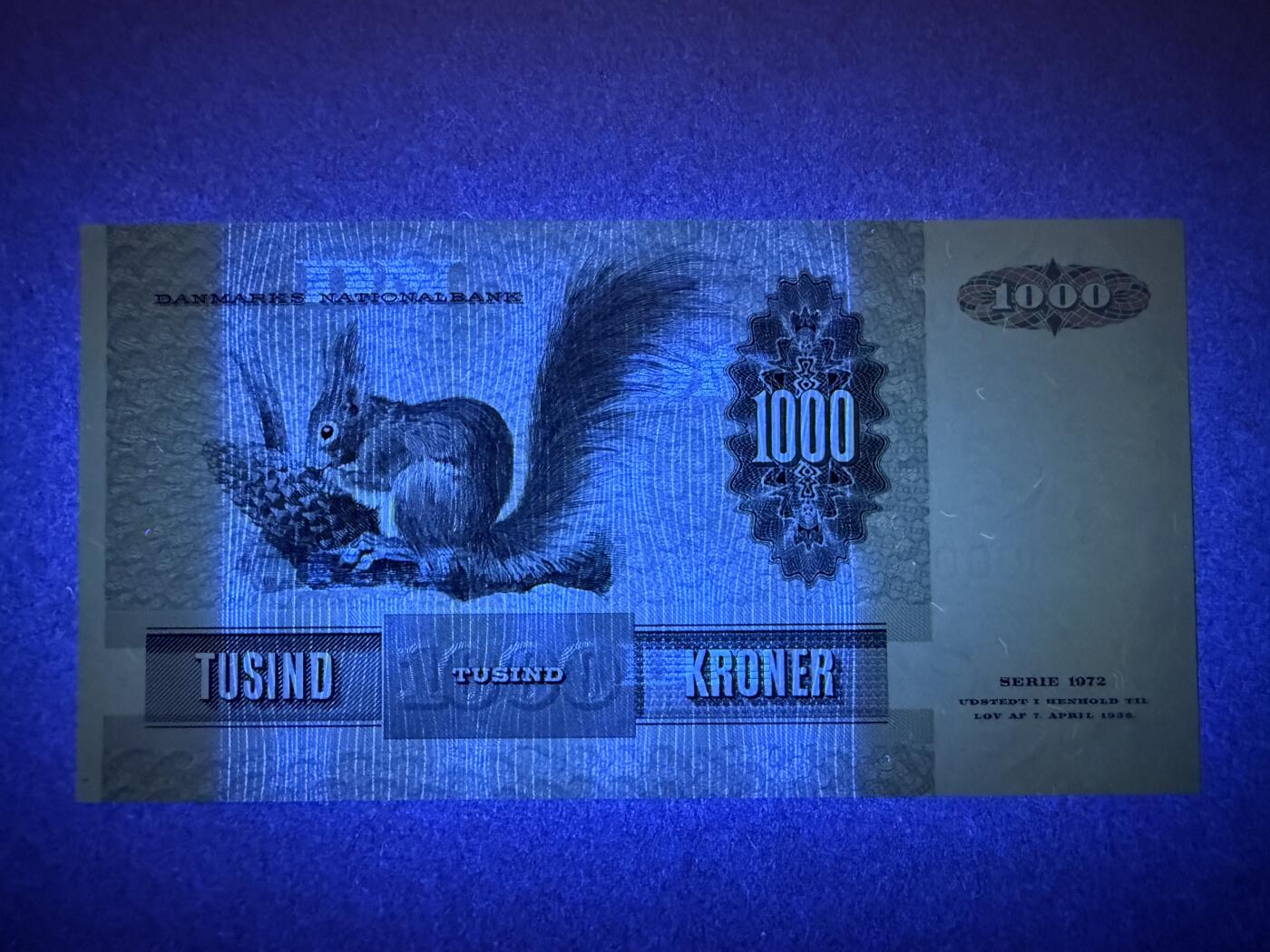 《艾美收藏》第220期-11.16周日外币畅拍场 丹麦1000克朗 UNC 1992年 大松鼠