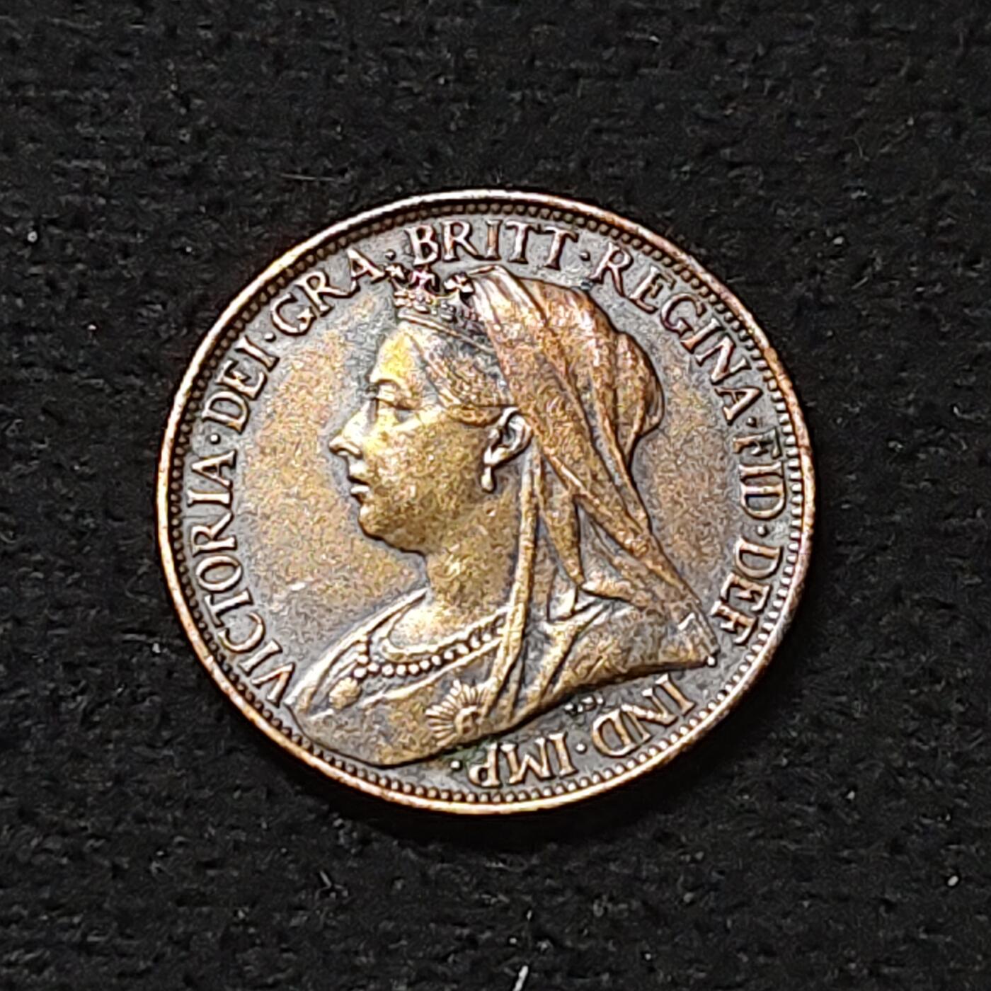 【全场包邮】纯粹捡漏拍478场（免费代拍第15场） 英国1901年披纱维多利亚女王1法新铜币