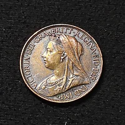 【全场包邮】纯粹捡漏拍478场（免费代拍第15场） - 英国1901年披纱维多利亚女王1法新铜币