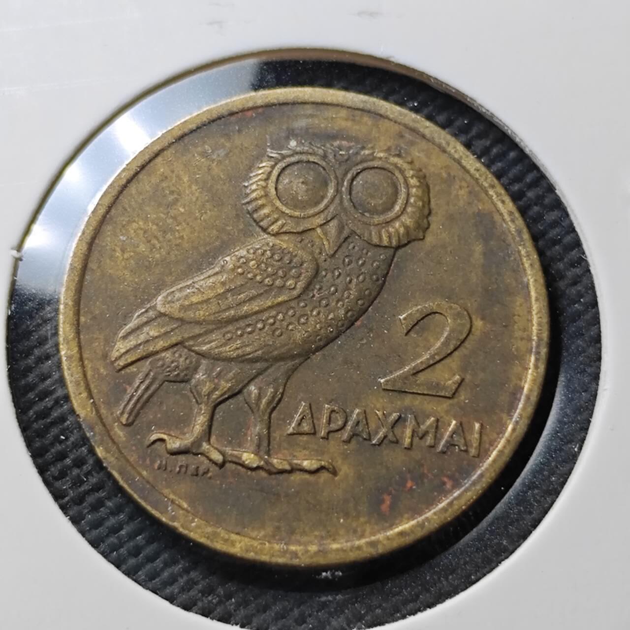 KK钱币收藏小铺  第371场  2月预留时间 周末发货  希腊2德拉克马猫头鹰铜币