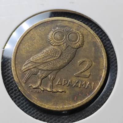 KK钱币收藏小铺  第371场  2月预留时间 周末发货 -  希腊2德拉克马猫头鹰铜币