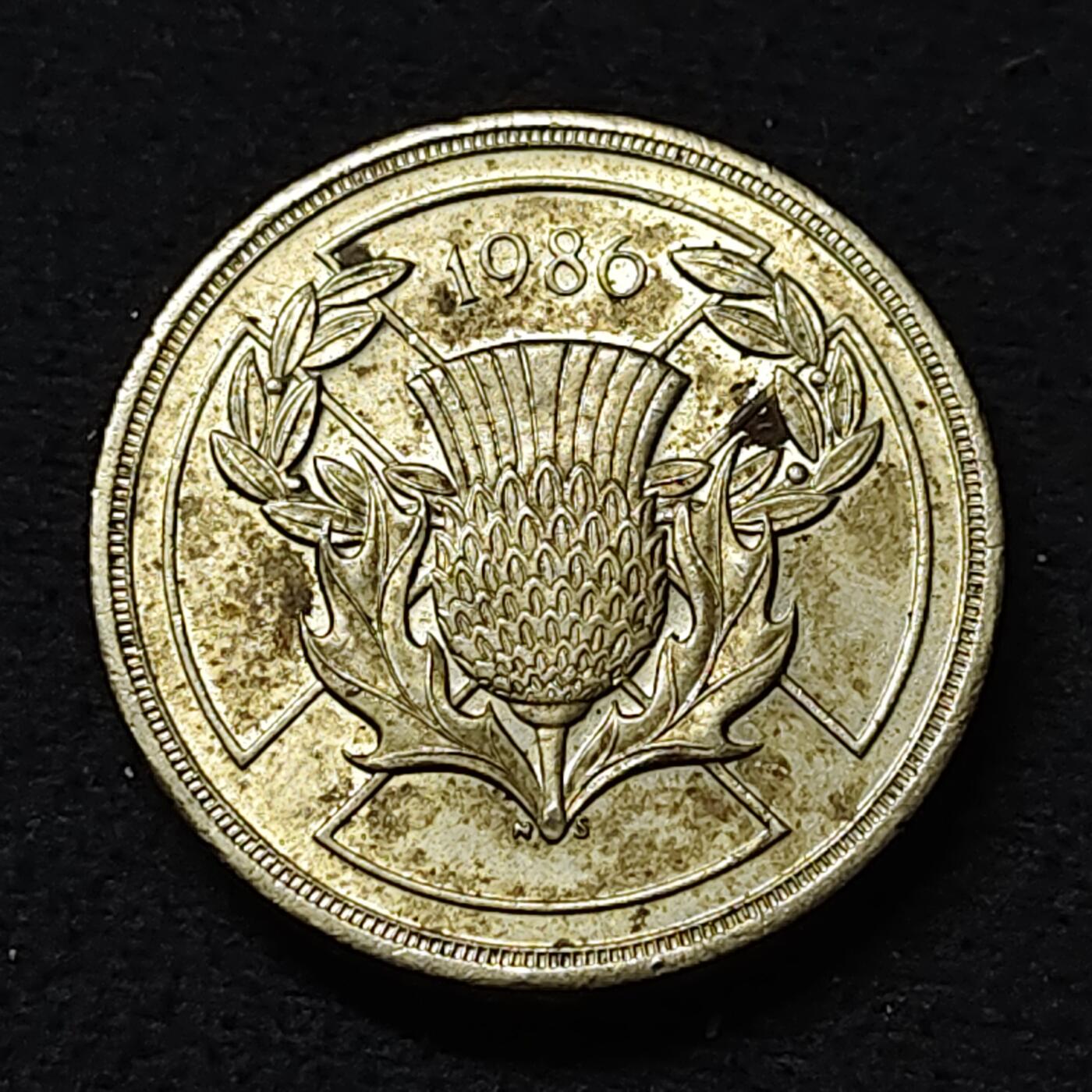 【全场包邮】纯粹捡漏拍478场（免费代拍第15场） 英国1986年2镑爱丁堡英联邦运动会纪念币