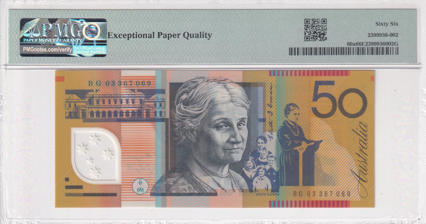 【礼羽收藏】🌏世界钱币拍卖第112期 【PMG66】大洋洲，澳大利亚，2003年，50澳元，塑料钞，初版，Pick#60a