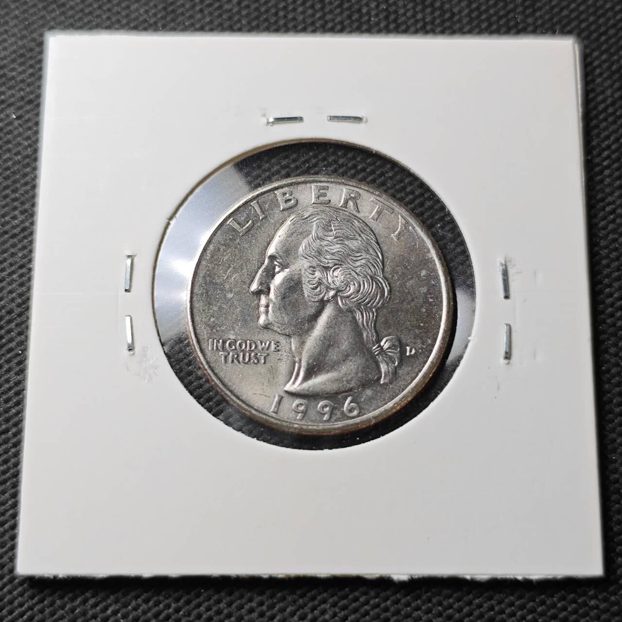 KK钱币收藏小铺  第371场  2月预留时间 周末发货  1996美国25分 好品