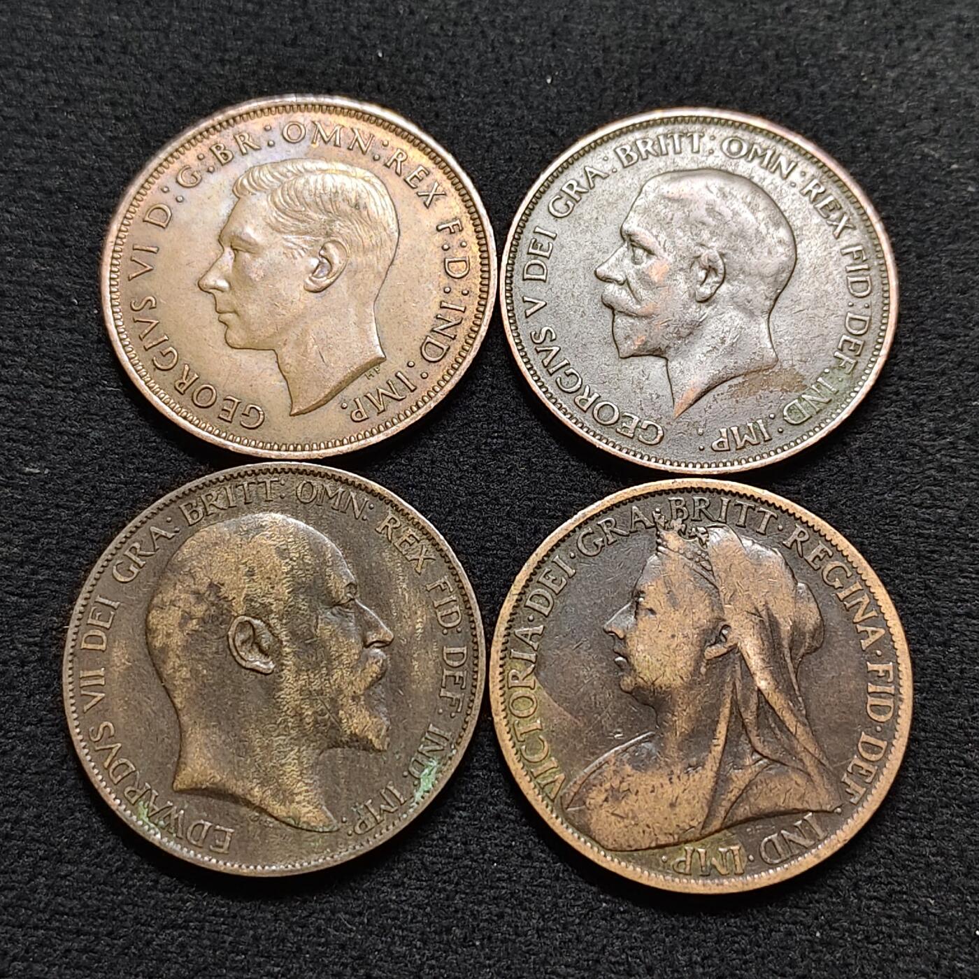【全场包邮】纯粹捡漏拍478场（免费代拍第15场） 英国各年份四代国王头像1便士大铜币4枚一组