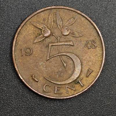 【淘币小摊】限时拍第七百九十七拍  老铜币场  满百包邮可预留两周  周一统一发货  - 荷兰1948年5分铜币