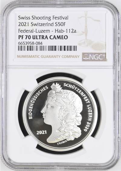 S&S Numismatic世界钱币-拍卖 第115期  - .81 瑞士2021年 卢塞恩射击节 50法郎精制纪念银币 NGC PF70UC 发行量1000枚