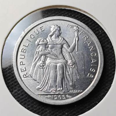 KK钱币收藏小铺  第371场  2月预留时间 周末发货 -  1965法属波利尼西亚1法郎