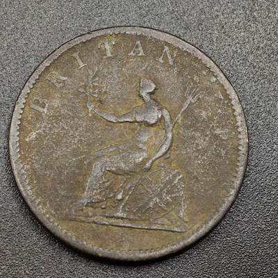 【淘币小摊】限时拍第七百九十七拍  老铜币场  满百包邮可预留两周  周一统一发货  - 英国1806年乔治三世半便士铜币