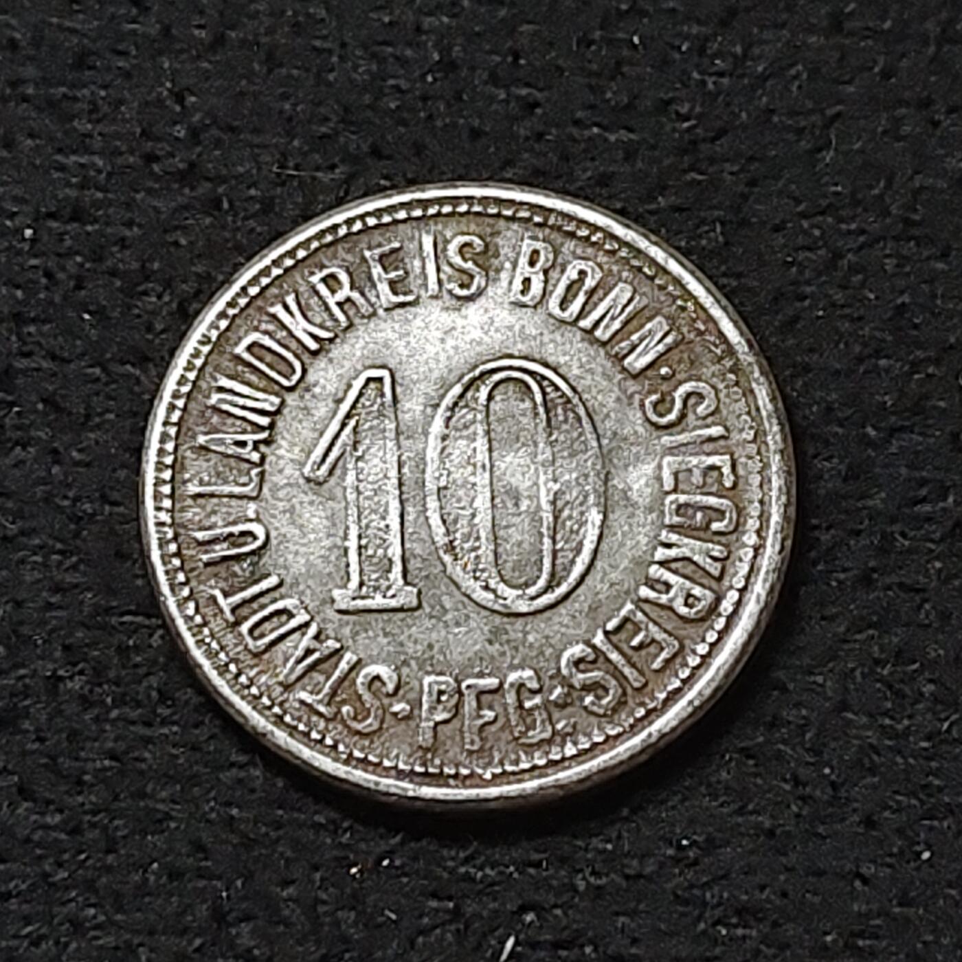 【全场包邮】纯粹捡漏拍478场（免费代拍第15场） 德国紧急状态波恩1918年10芬尼铁币