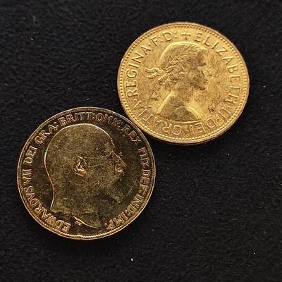 【全场包邮】纯粹捡漏拍478场（免费代拍第15场） - 英国爱德华七世+女王镀金1便士铜币2枚一组