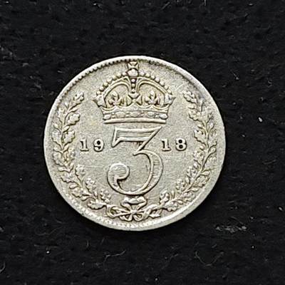 【全场包邮】纯粹捡漏拍478场（免费代拍第15场） - 英国1918年乔治五世3便士银币