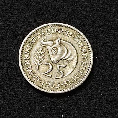 【全场包邮】纯粹捡漏拍478场（免费代拍第15场） - 塞浦路斯1955年25分