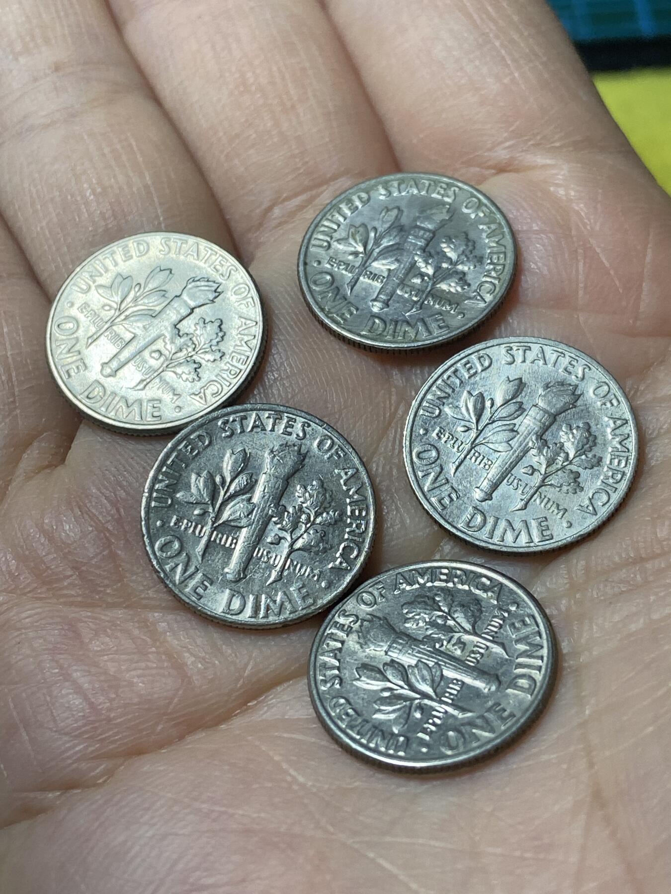 2025年第一百二十九场(总第一百五十五场）外国邮票、散币场(免佣金) 美国🇺🇸1角5枚：1978年79年82年83年(罗斯福1角第二版)