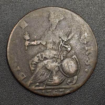 【淘币小摊】限时拍第七百九十七拍  老铜币场  满百包邮可预留两周  周一统一发货  - 英国1767年乔治三世半便士铜币