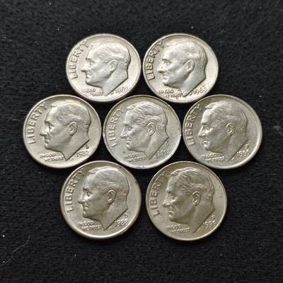 【全场包邮】纯粹捡漏拍478场（免费代拍第15场） - 美国各年份罗斯福10分7枚一组