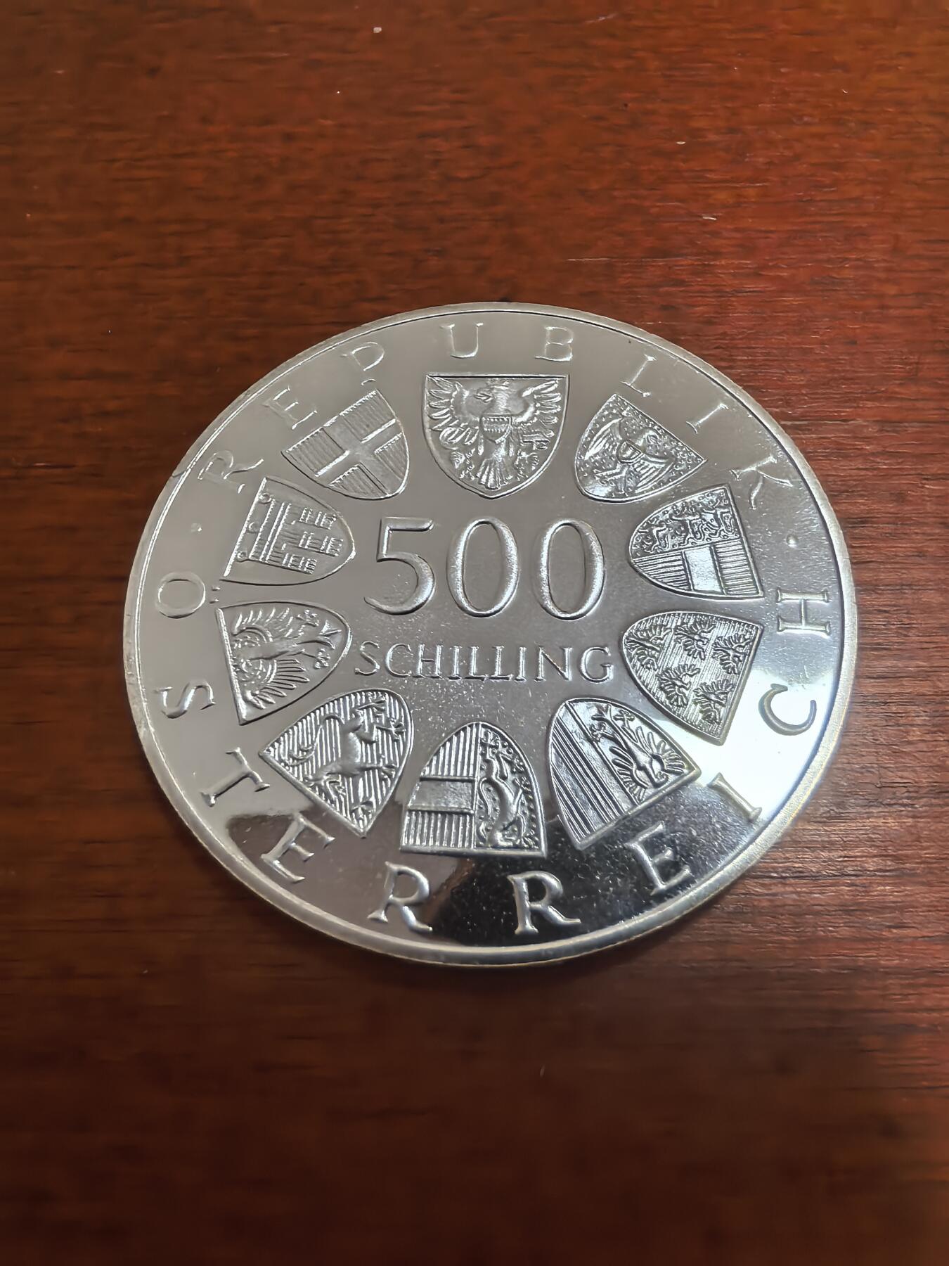 长老汇蛇年精选第七十三场拍卖 1987 奥地利沃尔夫·迪特里希·冯·莱特瑙大主教500先令精制银币，24克925银