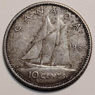 布加迪🐬～世界钱币(上海)🌾第 259 期 /  各国套币和散币 - 加拿大🇨🇦 1965年 10分银币-4