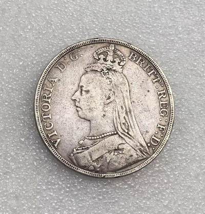 世界钱币专场拍卖 每周二开拍 - 1892年英国维多利亚女王高冠马剑1克朗流通银币