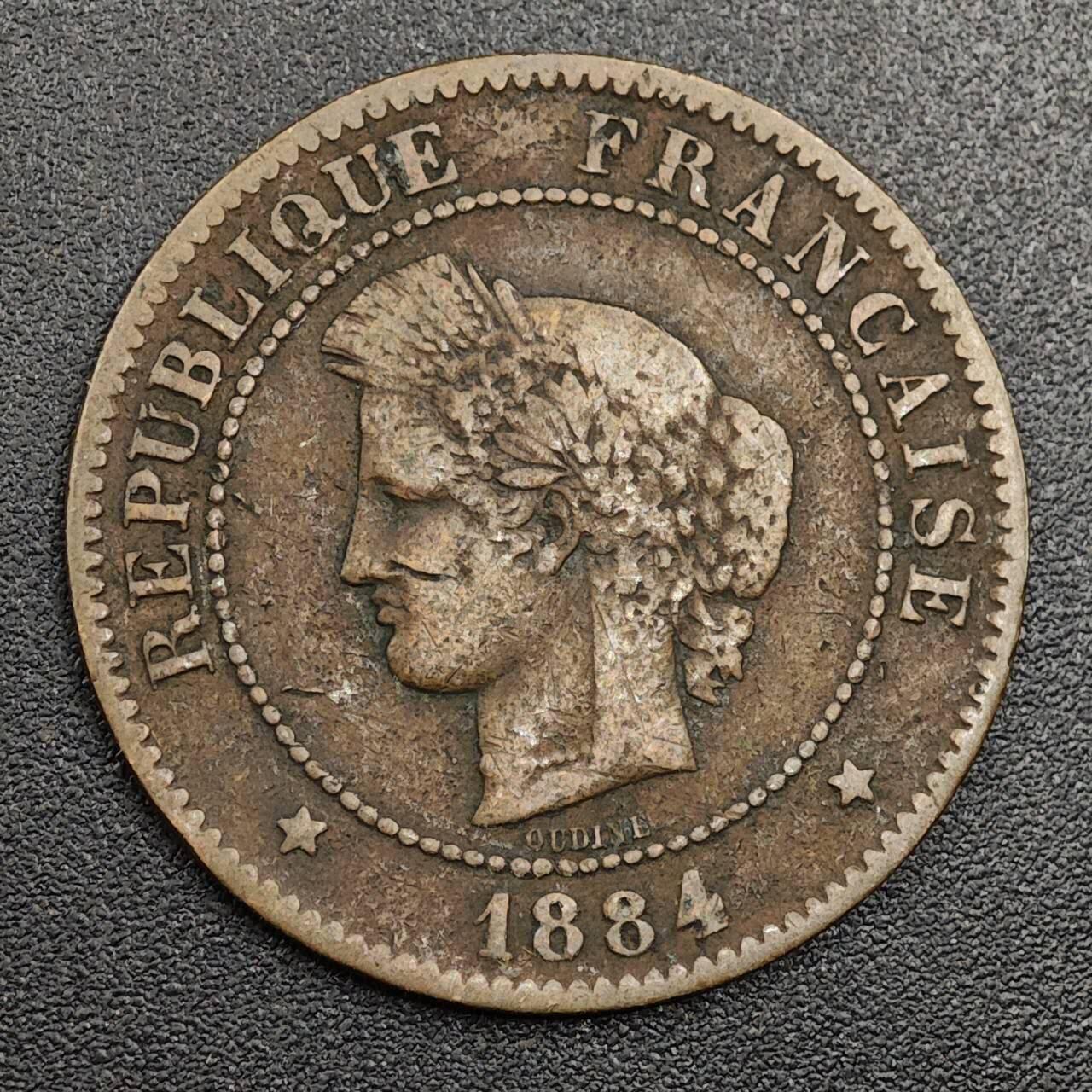 【淘币小摊】限时拍第七百九十七拍  老铜币场  满百包邮可预留两周  周一统一发货  法国1884年5分铜币