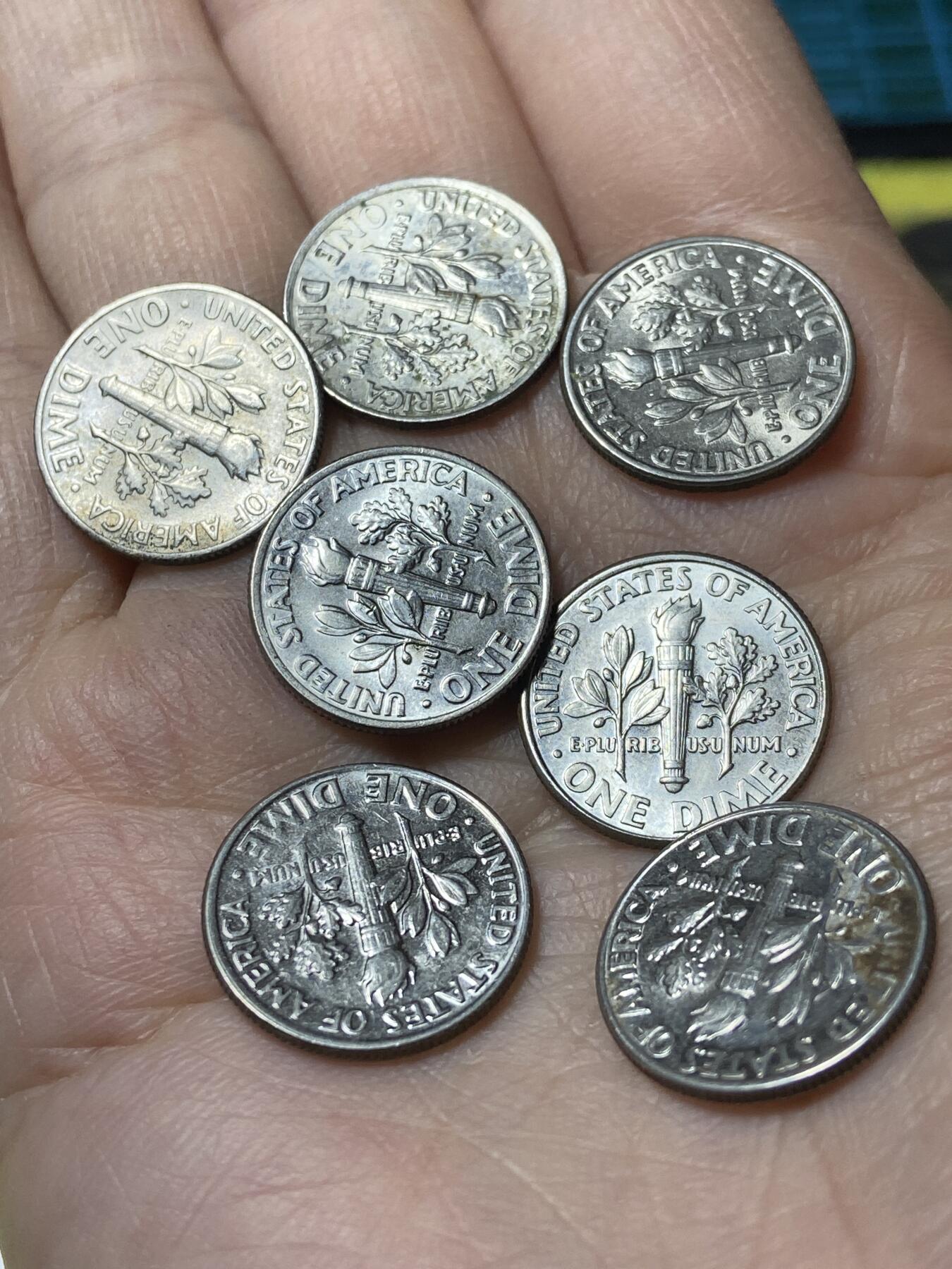 2025年第一百二十九场(总第一百五十五场）外国邮票、散币场(免佣金) 美国🇺🇸1角7枚：1966年1981年1991年92年99年2001年