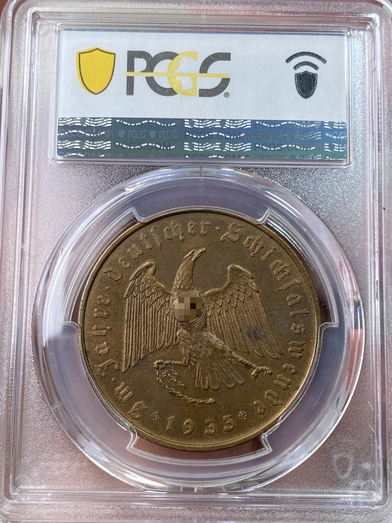 万国钱币拍卖第055期 PCGS SP63 1933年德国民族社会主义工人党党魁当选帝国总理纪念铜章 MATTE磨砂铜光帝国锁链鹰名誉品种（原图请私信后台或自行查询官网）