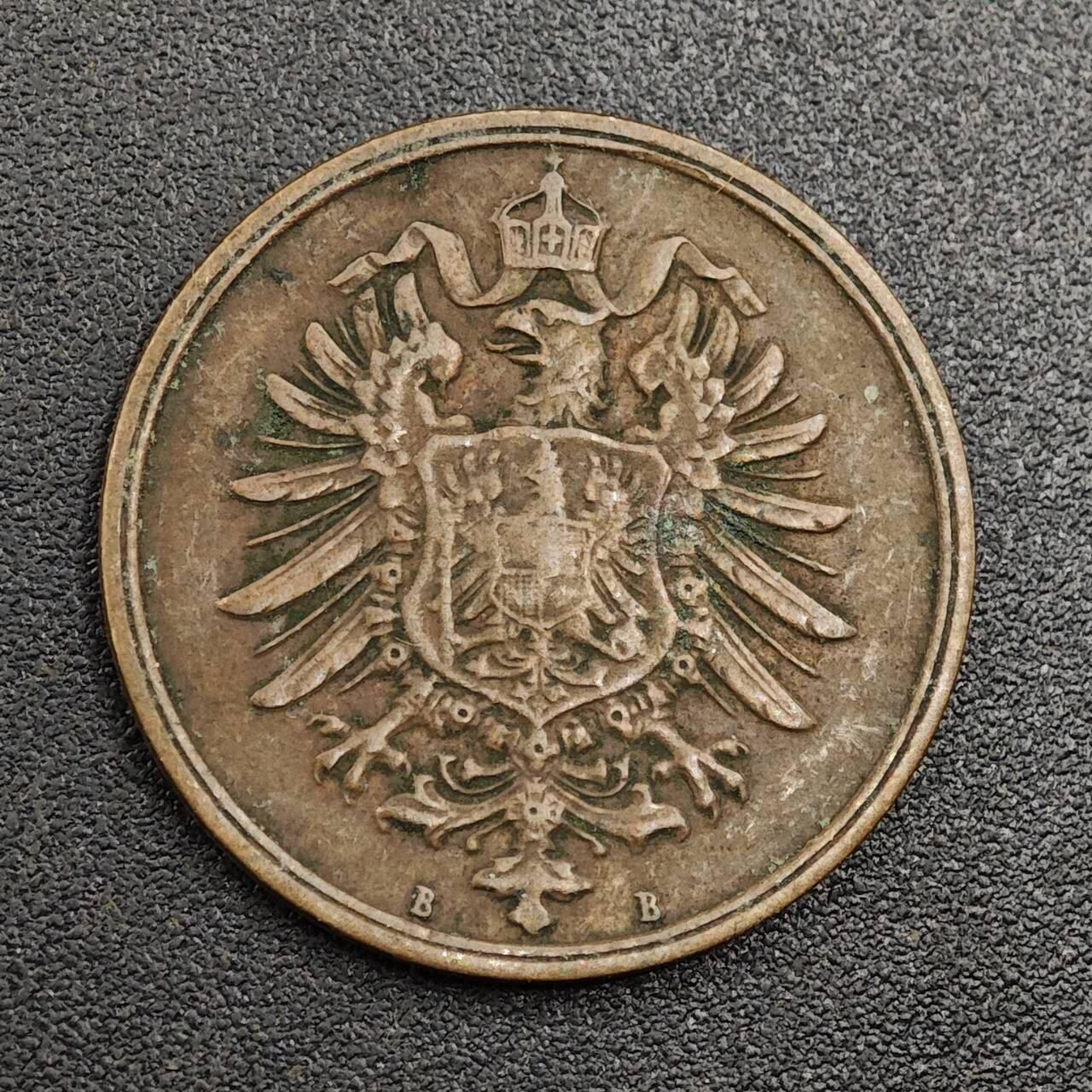 【淘币小摊】限时拍第七百九十七拍  老铜币场  满百包邮可预留两周  周一统一发货  德国1875年2芬妮铜币