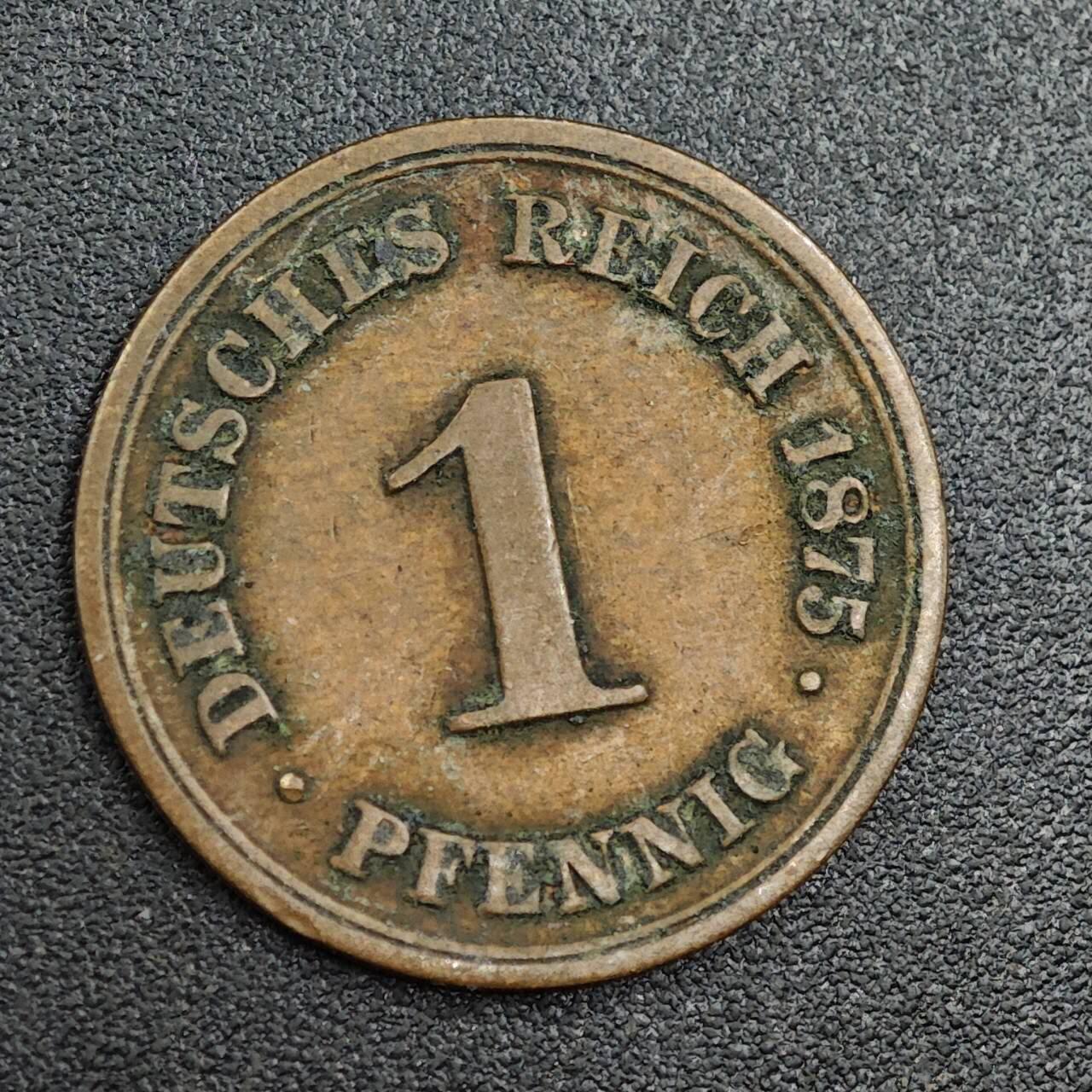 【淘币小摊】限时拍第七百九十七拍  老铜币场  满百包邮可预留两周  周一统一发货  德国1875年1芬妮铜币