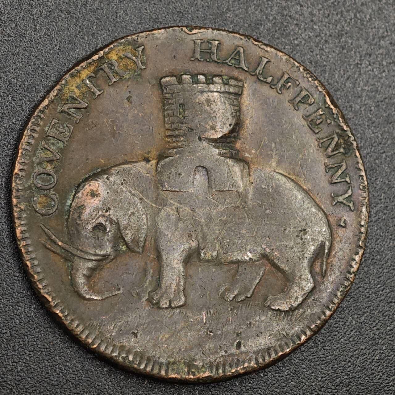 【淘币小摊】限时拍第七百九十七拍  老铜币场  满百包邮可预留两周  周一统一发货  英国1792年戈黛娃夫人半便士铜币代币