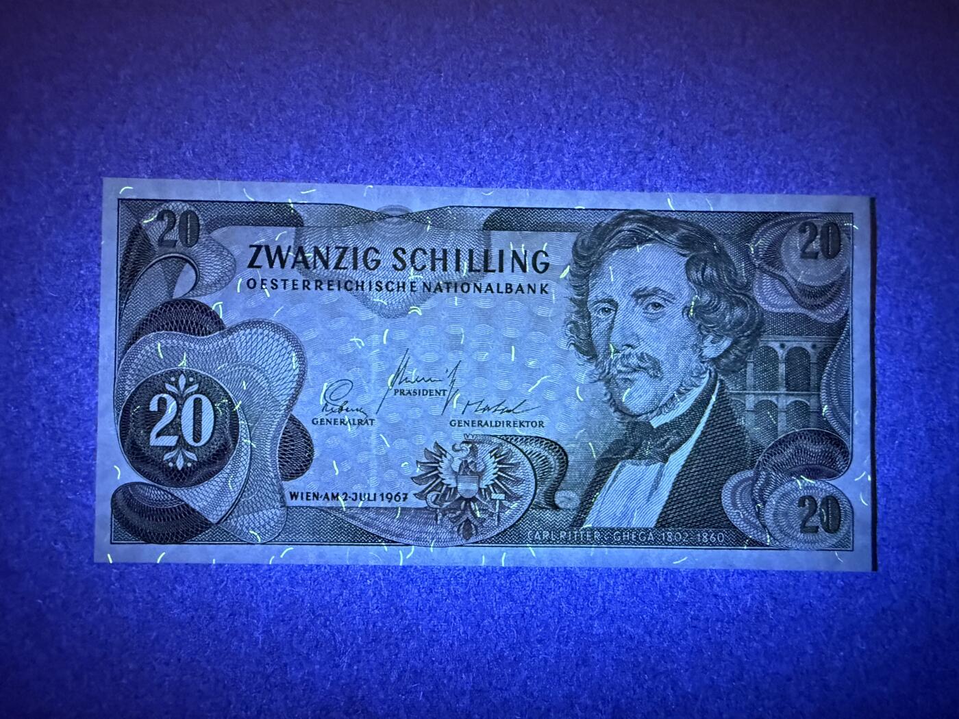 《艾美收藏》第220期-11.16周日外币畅拍场 奥地利20先令 UNC 1967年 意大利工程师盖加 无47