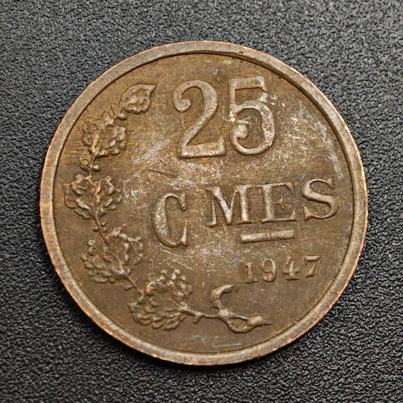 【淘币小摊】限时拍第七百九十七拍  老铜币场  满百包邮可预留两周  周一统一发货  卢森堡1947年25分铜币