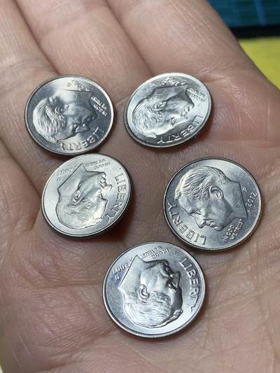 2025年第一百二十九场(总第一百五十五场）外国邮票、散币场(免佣金) - 美国🇺🇸1角5枚：2002年04年07年2012年(罗斯福1角第二版)