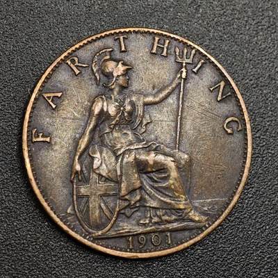 【淘币小摊】限时拍第七百九十七拍  老铜币场  满百包邮可预留两周  周一统一发货  - 英国1901年维多利亚法新铜币