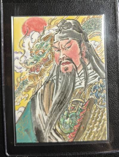 天玑星卡拍第140期《11.20周四截拍》持续收拍收评中 满赠卡需备注 - 【手绘卡】张先军 关羽 背绘青龙偃月刀 手绘卡