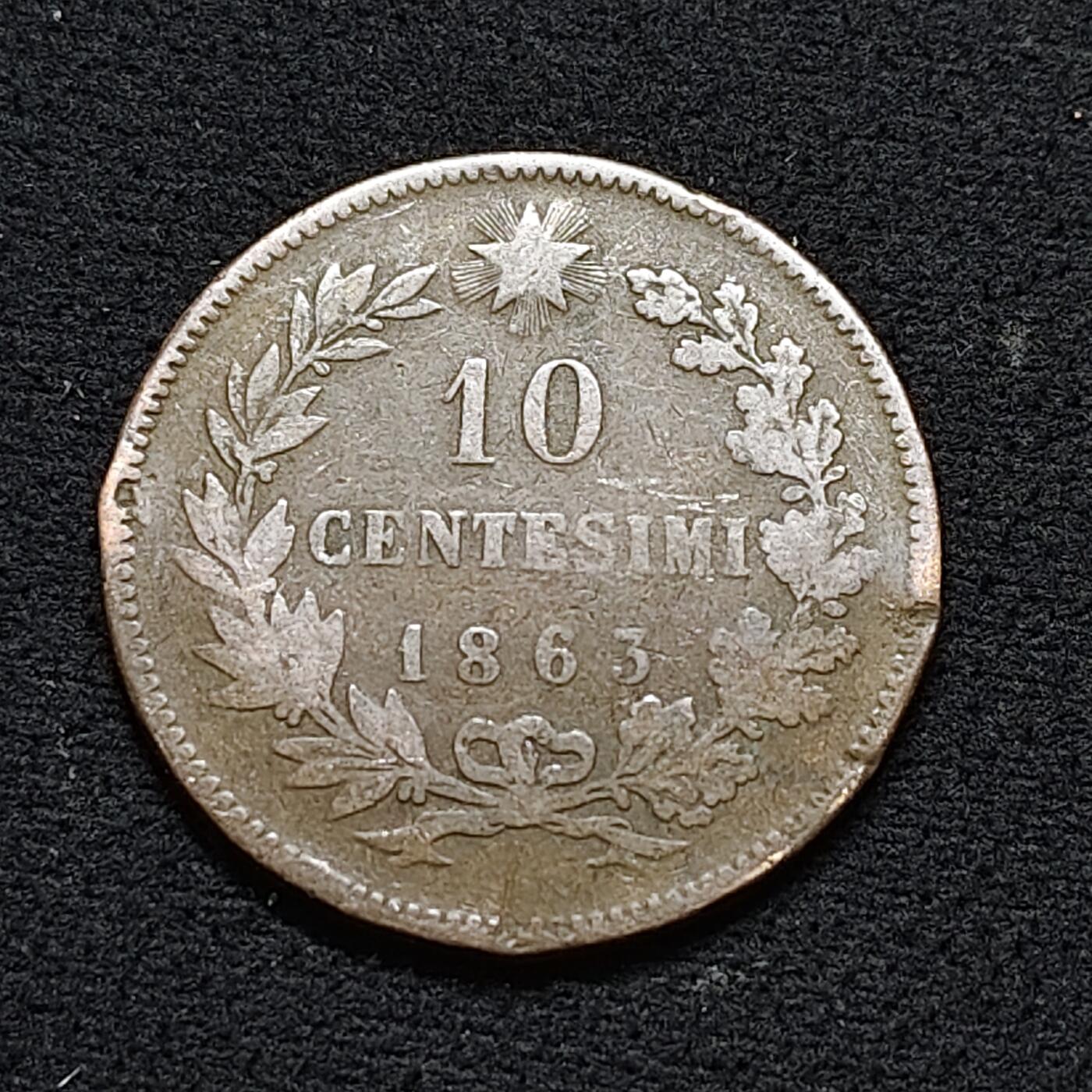 【全场包邮】纯粹捡漏拍478场（免费代拍第15场） 意大利1863年艾曼努尔二世10分铜币