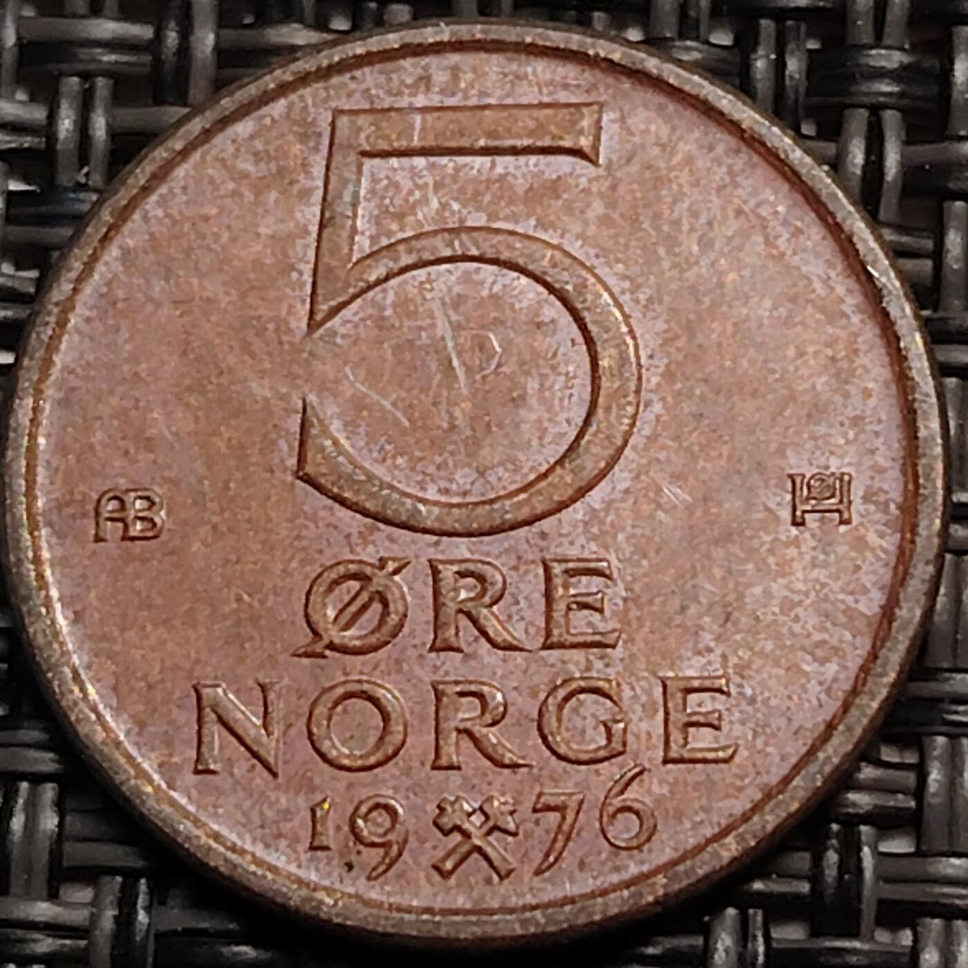 布加迪🐬～世界钱币(上海)🌾第 259 期 /  各国套币和散币 挪威🇳🇴 1976年 5奥尔