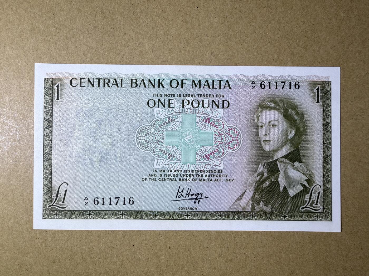 《艾美收藏》第220期-11.16周日外币畅拍场 马耳他1镑 UNC 1969年 戎装女王 无4