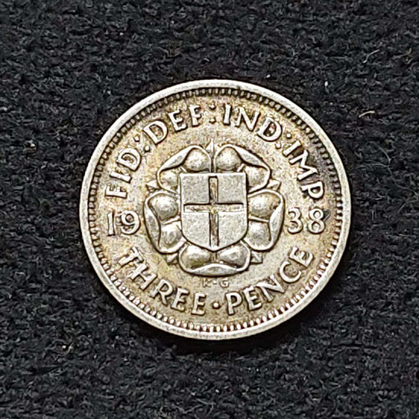 【全场包邮】纯粹捡漏拍478场（免费代拍第15场） 英国1938年乔治六世3便士银币