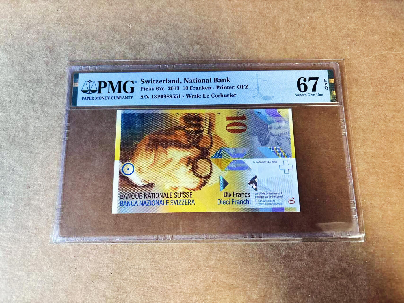 【Blue Auction】世界纸币精拍第751期——18级TOP拍卖/信誉/品质/专业/高效💫 【无47】瑞士 2013年10法郎  PMG67EPQ