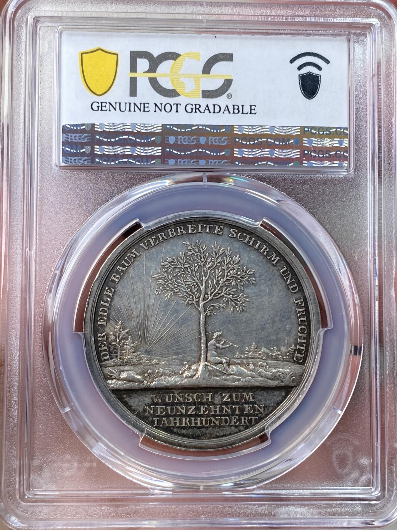 万国钱币拍卖第055期 PCGS AUD 1800年德国普鲁士威廉三世世纪之交千禧年纪念银章 原味酱彩