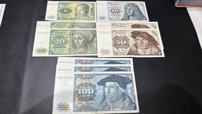 《外钞收藏家》第五百八十五期（精品场）（本平台长期征集拍品、欢迎藏友们联系合作） - 德国倒二版5-100马克 9张一起 非全新 品相如图