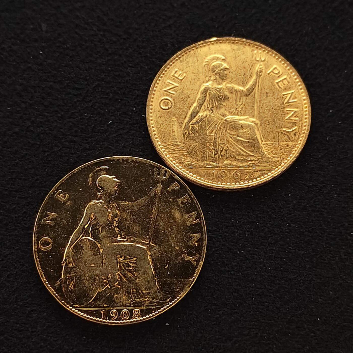 【全场包邮】纯粹捡漏拍478场（免费代拍第15场） 英国爱德华七世+女王镀金1便士铜币2枚一组