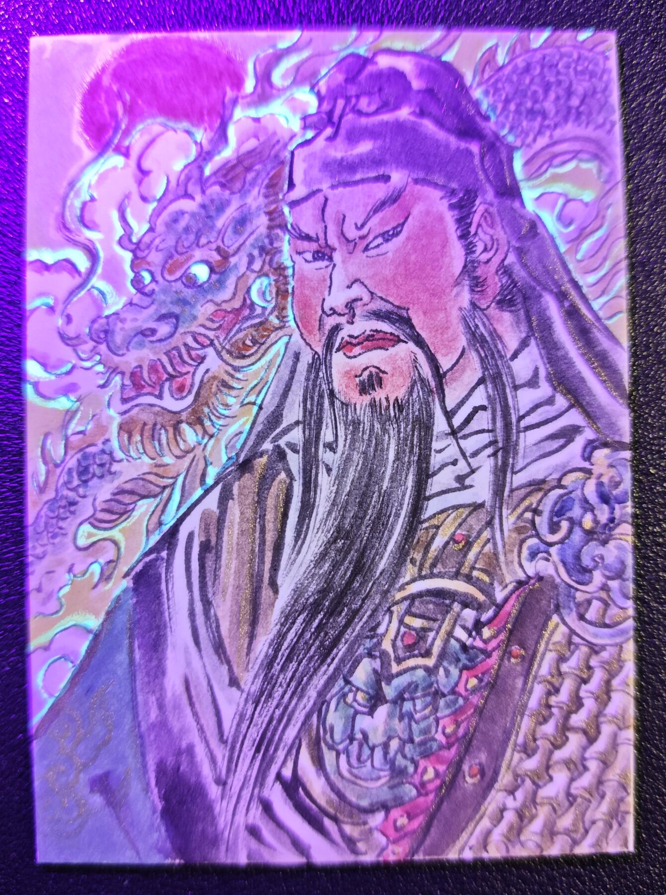 天玑星卡拍第140期《11.20周四截拍》持续收拍收评中 满赠卡需备注 【手绘卡】张先军 关羽 背绘青龙偃月刀 手绘卡