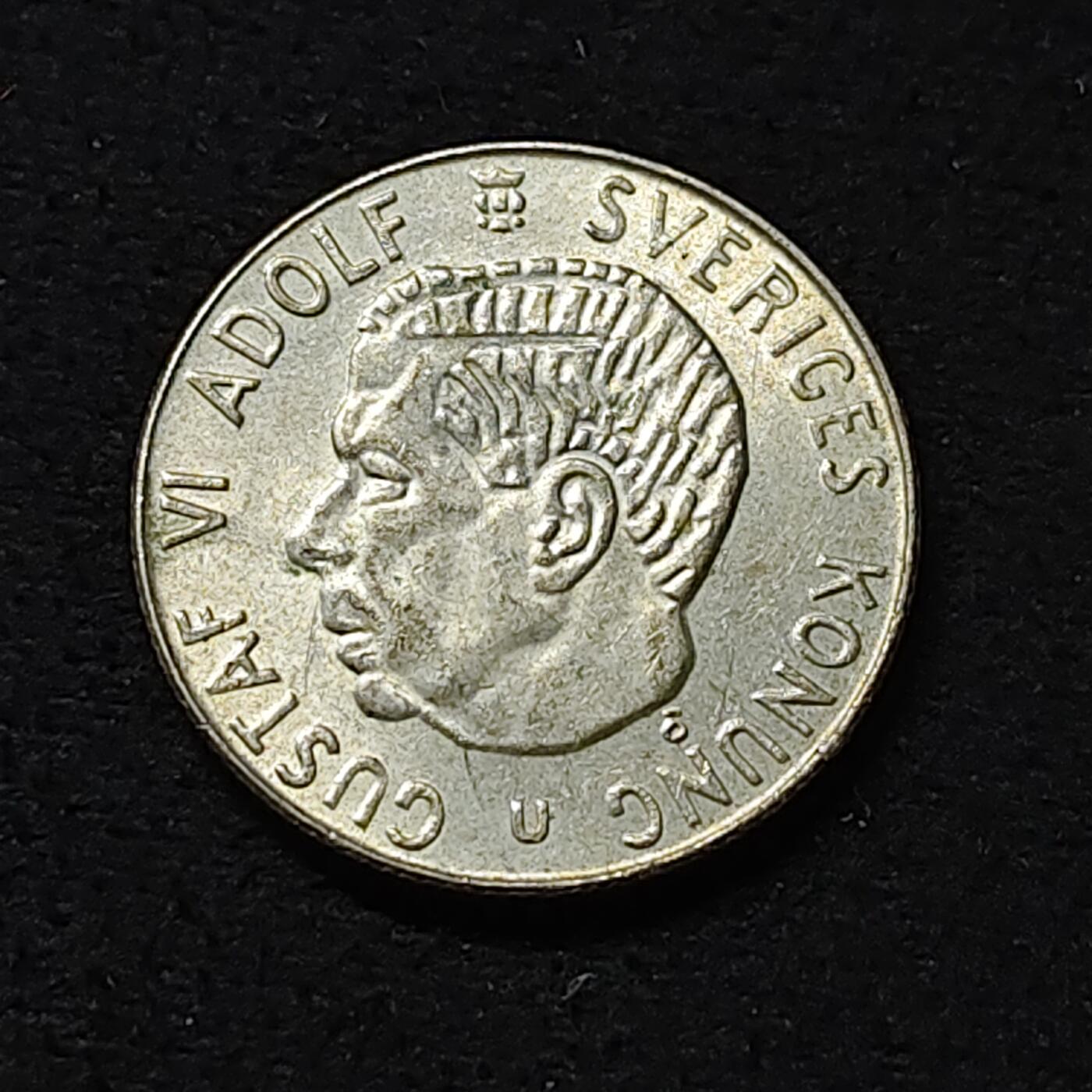 【全场包邮】纯粹捡漏拍478场（免费代拍第15场） 瑞典1963年古斯塔夫六世1克朗银币