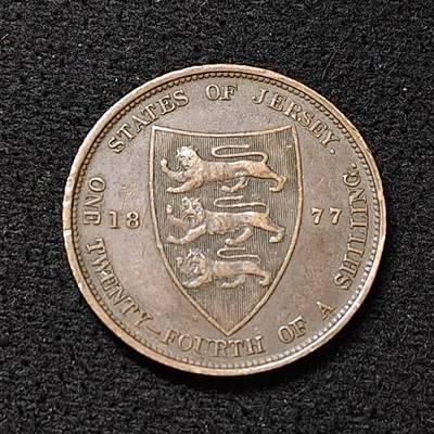 【全场包邮】纯粹捡漏拍478场（免费代拍第15场） - 泽西1877年维多利亚女王1/24先令铜币