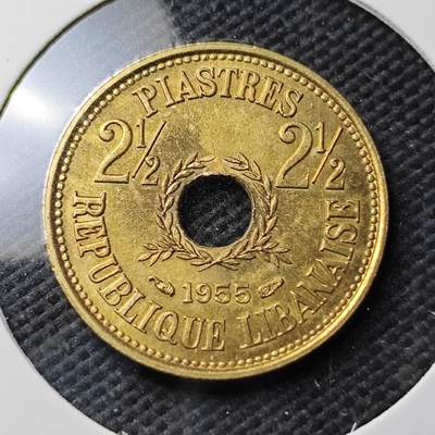 KK钱币收藏小铺  第371场  2月预留时间 周末发货 -  1955黎巴嫩2.5皮铜币